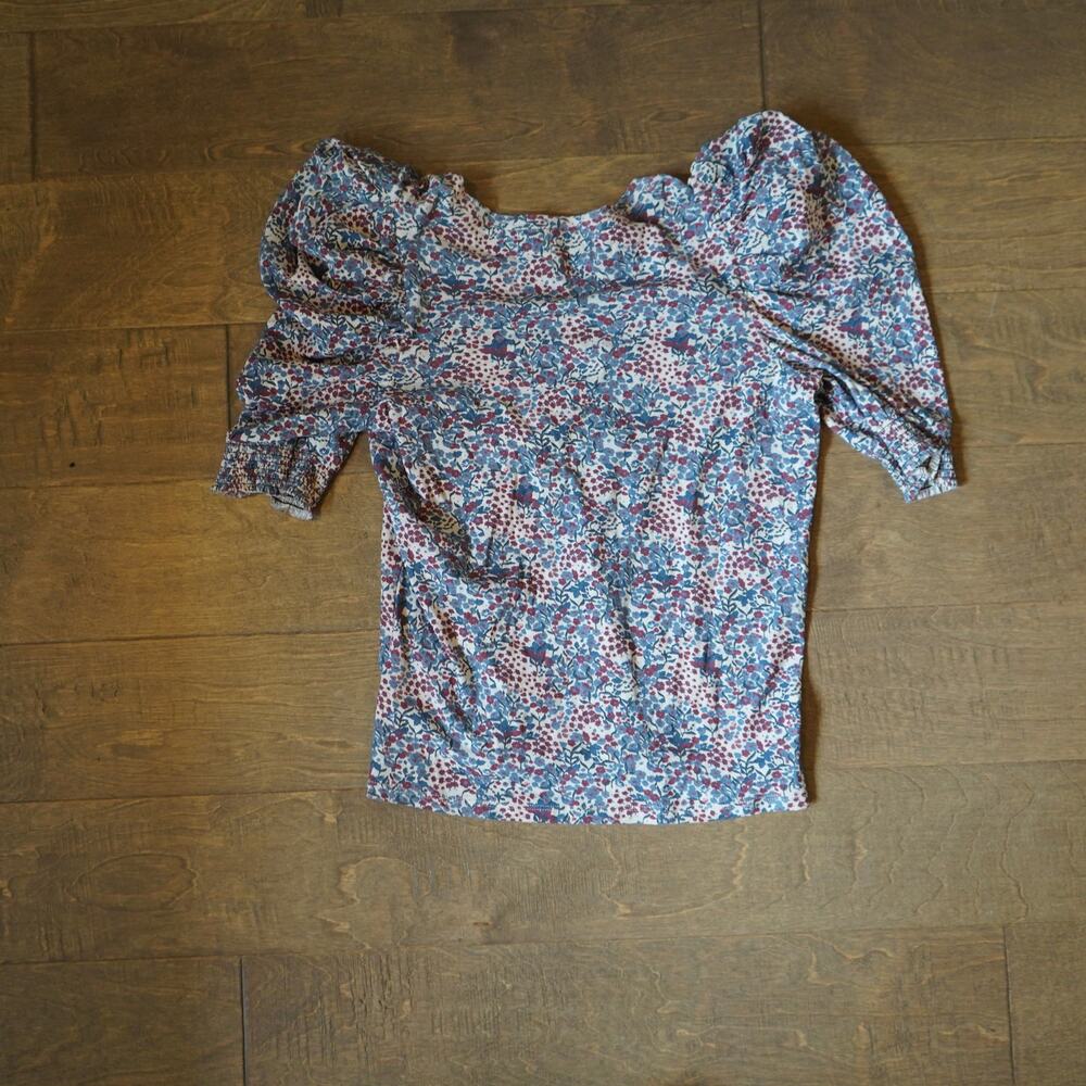 Nation LTD Celine Puff Sleeve Floral Cherry Blossom Pima Cotton Top Size XS - Picture 10 of 11
